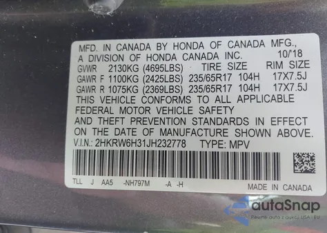 2018 Honda Cr-V Lx from USA, damaged, VIN 2HKRW6H31JH232778